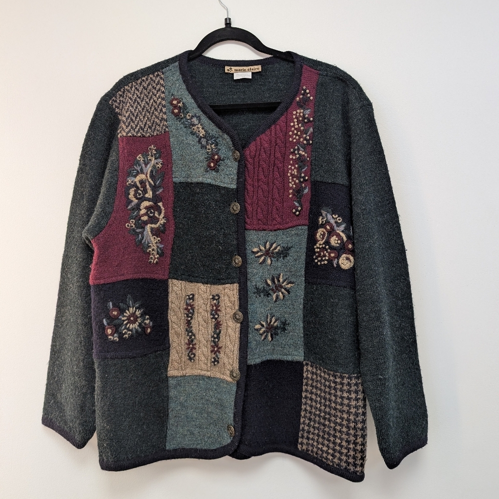 Vintage Women's Patchwork Whool Cardigan